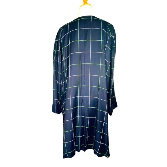 Rafael Reclaimed Swing Drape Coat Mid-length Vintage Navy Window Pane Plaid 14W - Picture 5 of 10